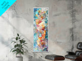 Mosaic Style Framed Canvas Print with Soft Pastel Tones, Mosaic Wall Art, Abstract Art, Vertical Wall Art, Coastal Decor, Bedroom Art