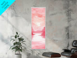 Serene Sunset Landscape Painting Framed Canvas Print with Light Pink Tones for Calm Living Room Art or Above Sofa Wall Decoration