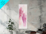 Intricate Henna Hands Painting Framed Canvas Print Featuring Unique Pink Wall Art with Subtle Geometric Design Therapy Art Theme