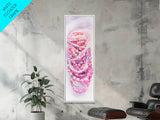 Pastel Beads Canvas Print - Whimsical Tall Narrow Art, Pink Pearl Inspired Jewelry Painting, Vertical Art for Boho Bedroom
