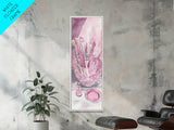 Makeup Brushes Canvas Print - Pink Abstract Art of Beauty Tools, Feminine Wall Art, Gift Idea for Her, Minimalist Room Decor