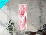 Elegant Feather Art Framed Canvas Print Boho Wabi Sabi Decor Vertical Wall Art Minimalist Feather Design Light Pink Wall Art
