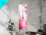 Eiffel Tower Painting Framed Canvas Print Romantic Parisian Wall Art Light Pink Decor Vertical Artwork Whimsical Home Accent Art