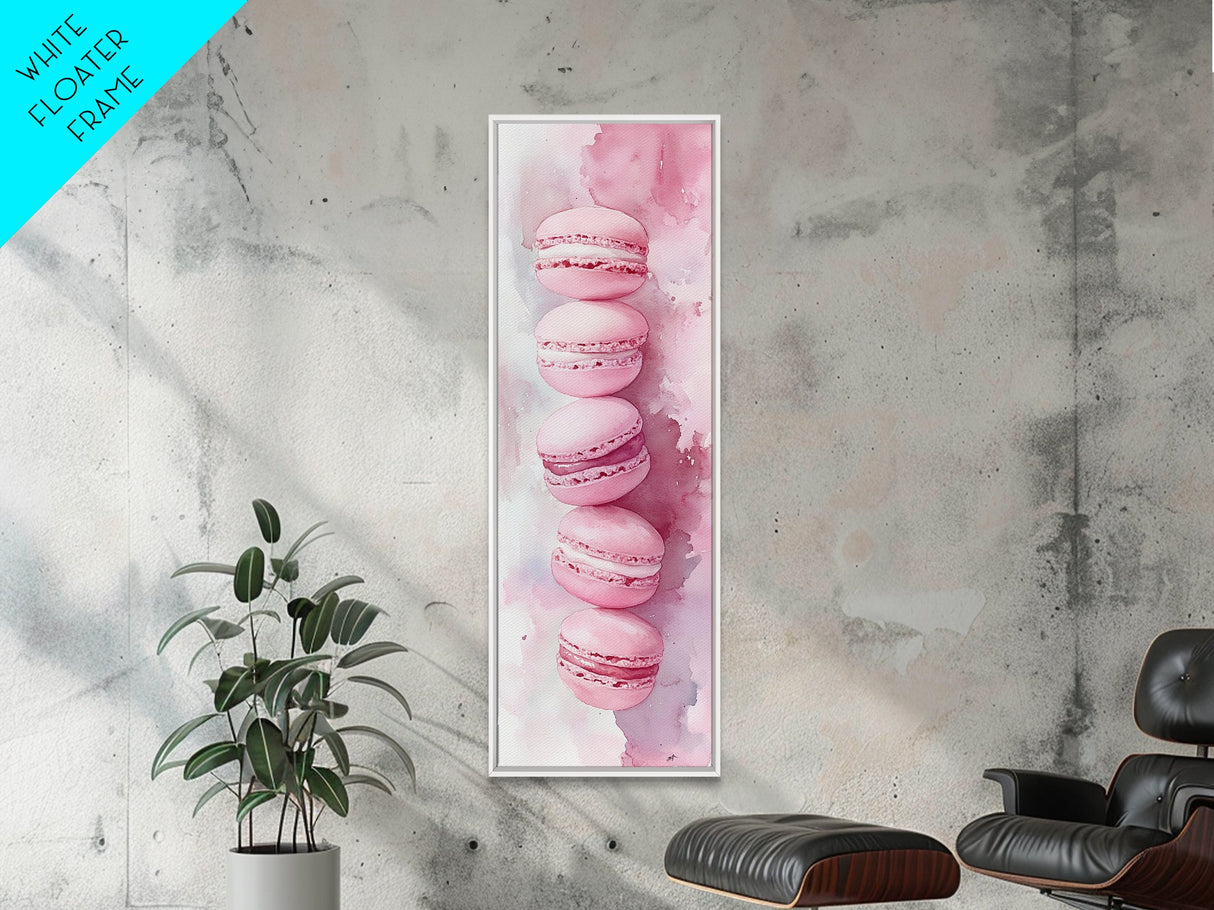 French Macaron Illustration Framed Canvas Print Pastel Kitchen Wall Art Food Art Rustic Decor Gift Idea Kitchen Home Accent Art