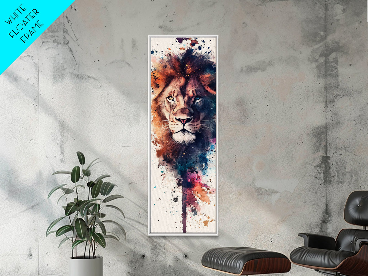 Canvas Print Lion Wall Art African Art Whimsical Style Long Narrow Wall Art Guest Room Decor Safari Animal Painting Christmas Gift