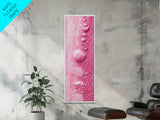 Pink Texture Abstract Framed Canvas Print, Minimalist Blotter Art in Light Pink Tones, Skinny Wall Art for Modern Bedroom or Office