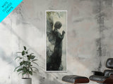 Watercolor Angel Canvas Print with Elegant Moody Design, Dark Angels Wall Art Gift Idea, Vertical Bedroom Zen Art Piece