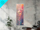 Ethereal Bubble Abstract Framed Canvas Print in Soft Pastels, Light Pink Wall Art Ideal for Bedroom or Contemporary Spaces