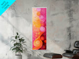 Abstract Pink Orange Swirl Framed Canvas Print, Vertical Skinny Art, Light Pink Dorm Wall Art, Minimalist Modern Art Decor