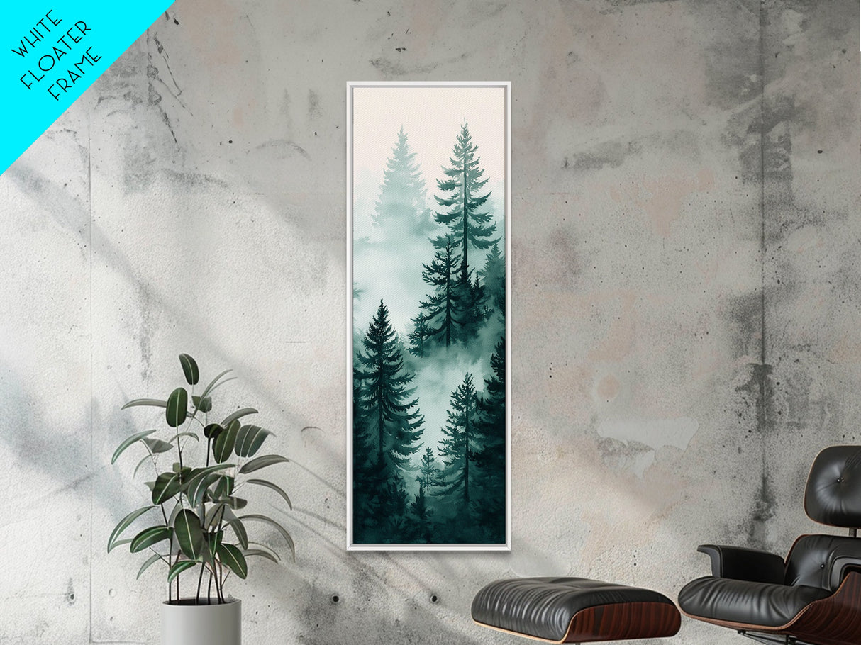 Misty Pine Forest Canvas Print Rustic Wall Art Sage Green Wall Art Bedroom or Living Room Forest Landscape Wabi Sabi Piece