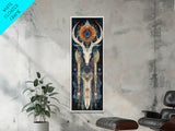 Dreamcatcher Deer Canvas Print Featuring Boho Sacred Geometry Art, Native Inspired Dark Angels Wall Art Ideal For Gift Idea