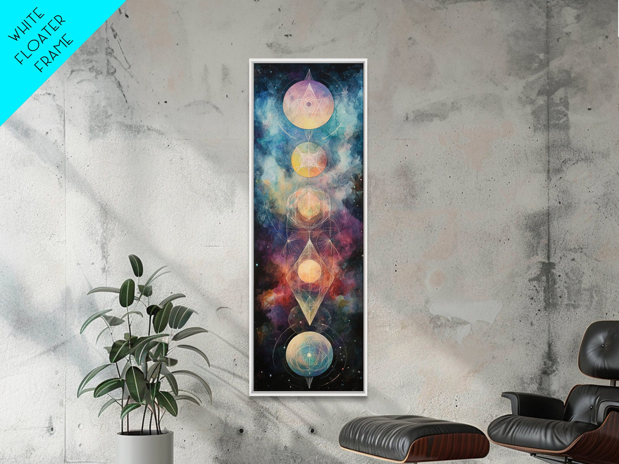 Galactic Chakra Canvas Print With Sacred Geometry Art, Wabi Sabi Inspired, And Therapy Art For Bedroom Or Meditation Spaces