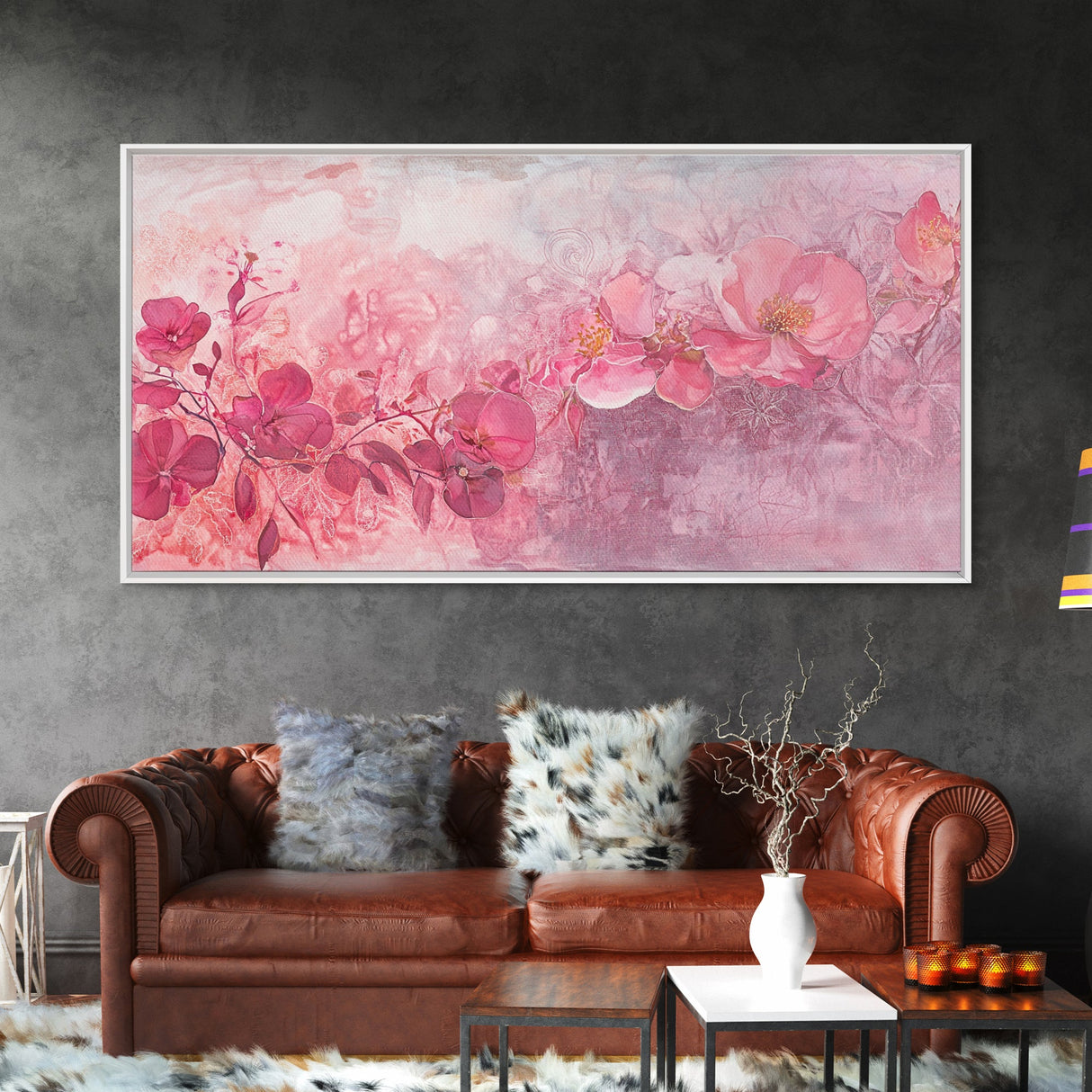 Orchid Bliss Canvas Print Featuring Botanical Prints and Moody Art Pink Wall Art Long Narrow Wall Art Farmhouse Rustic Home Decor