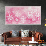 Snowflake Christmas Canvas Print, Winter Wonderland Art, Light Pink Wall Decor, Festive Holiday Artwork, Cozy Seasonal Charm Gift