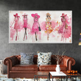Fashion Sketch Canvas Print Pink Wall Art Whimsical Decor Fashionista Gift Idea Artistic Living Room Accent Modern Feminine Aesthetic
