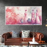 Vase and Women Canvas Print Pink Abstract Minimalist Art Framed Wabi Sabi Boho Bedroom Light Pink Rustic Living Room Christmas Gift