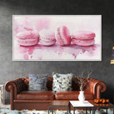 French Macaron Canvas Print | Pink Kitchen Wall Art | Food Inspired Artwork | Framed Pastel Dessert Art | Unique Dining Room Decor
