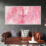 Vintage Chandelier Canvas Print in Soft Pink, Elegant Rustic Wall Art with Wabi Sabi Aesthetic, Perfect Guest Room or Living Room Art