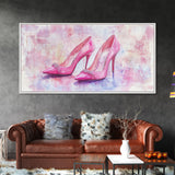 Glamorous Pink High Heels Canvas Print, Fashion Art, Whimsical Room Decor, Light Pink Wall Art, Feminine and Stylish Bedroom Art
