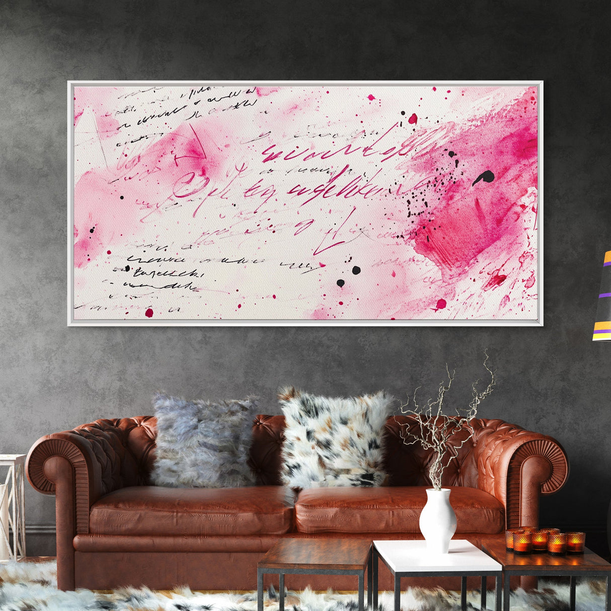 Abstract Lettering Canvas Print Pink Graffiti Wall Art Modern Living Room or Dorm Decor Bold Aesthetic Artwork Contemporary Gift Idea