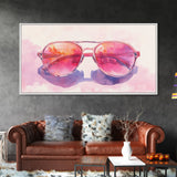 Retro Sunglasses Art Canvas Print | Fun Pink Wall Art | Whimsical Framed Canvas Print | Boho Chic Decor | Gift Idea | Dorm Room Art