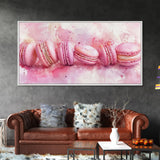 Pink Macarons Canvas Print | Whimsical Art, Food Review Kitchen Art, Light Pink Wall Art, Rustic Decor, Kitchen Wall Art, Dining Room Decor