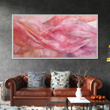 Sheer Pink Fabric Abstract Painting as Light Pink Wall Art Aesthetic on Framed Canvas Print, Modern Bedroom or Living Room Accent