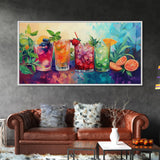 Refreshing Summer Drinks Canvas Print, Vibrant Foodie Kitchen Art, Colorful Beverage Wall Art, Dining Room Decor, Cocktail Party Art