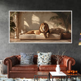 Majestic Lion Portrait Framed Canvas Print, Wild Safari Wall Art, African Animal Painting, Living Room Rustic Decor, Regal Wildlife Art