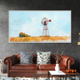 Rustic Windmill Framed Canvas Print Perfect Above Sofa Farmhouse Art Panoramic Artwork Wabi Sabi Inspired Bedroom Horizontal Wall Art