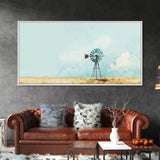 Minimalist Windmill Landscape Framed Canvas Print Above Couch Rustic Wall Art Coastal Inspired Bedroom Decor Horizontal Wall Art Idea