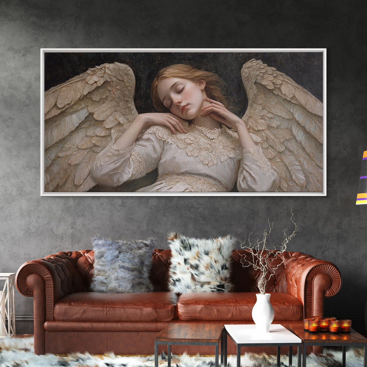 Sleeping Angel Peace Canvas Print Featuring Angel Art Prints and Wabi Sabi Art Perfect Bedroom Wall Art Above Bed Wall Decor