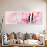 Pink Lipstick Art Canvas Print, Light Pink Wall Art, Feminine Abstract Painting, Modern Home Decor Piece for Bedroom or Bathroom