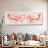 Koi Fish Canvas Print Light Pink Wall Art Whimsical Art Bedroom Decor Living Room Art Cottagecore Aesthetic Horizontal Wall Art