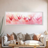 Origami Cranes Canvas Print Pink Wall Art Whimsical Decor Artistic Living Room Boho Minimalist Style Bedroom Gift Idea Artwork
