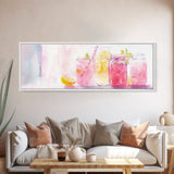 Lemonade Jar Canvas Print, Food Review Kitchen Art, Rustic Farmhouse Decor, Whimsical Light Pink Wall Art, Kitchen or Dining Room Gift