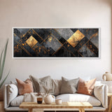 Geometric Gold Framed Canvas Print Art Deco Wabi Sabi Wall Art Rustic Modern Decor Unique Above Bed or Sofa Art Living Room Accent