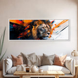 Vibrant Lion Abstract Framed Canvas Print, Lion Wall Art, Colorful Painting, Rustic Wall Art, Gift Idea, Above Couch Art, Living Room Decor