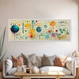 Framed Canvas Print of Science Art with Abstract Diagrams, Therapy Art, Brain Art, Panoramic Wall Art, Horizontal Living Room Art