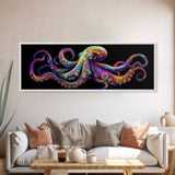 Vibrant Octopus Art Canvas Print Coastal Decor Nautical Wall Art Gift Idea Underwater Ocean Life Abstract Extra Wide Horizontal
