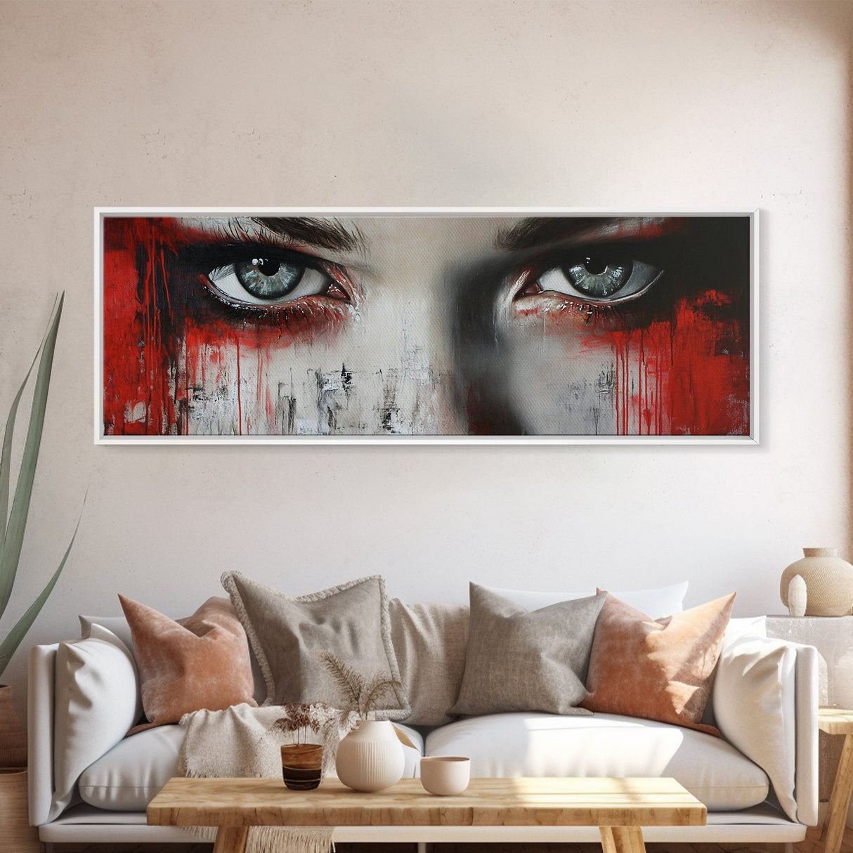Moody Abstract Canvas Print Framed, Dark Romance Painting Wall Art, Unique Portrait Artwork Gift Idea Modern Home Decor Accent