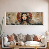 Radiant Goddess Framed Canvas Print Art Nouveau Style Japanese-Inspired Goddess Art Print Bedroom Wall Decoration