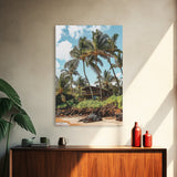 Tropical Beach House Canvas Print – Hawaii Art Coastal Landscape, Rustic Nautical Decor, Seaside Living Room Framed Wall Art