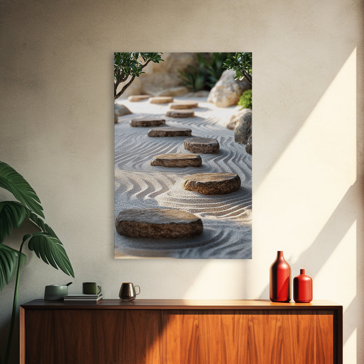 Zen Garden Path Canvas Print Minimalist Zen Wall Art Wabi Sabi Decor Zen Inspired Artwork Rustic Decor Above Bed Wall Art