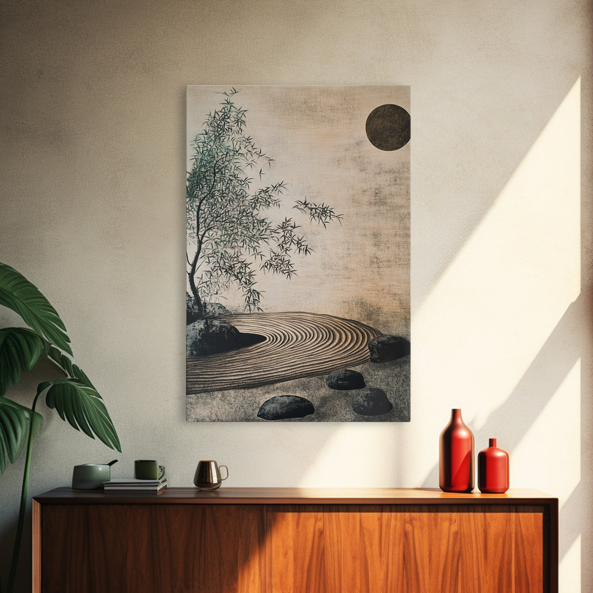 Zen Bamboo Garden Canvas Print Wabi Sabi Wall Art Minimalist Zen Inspired Artwork Rustic Decor Above Couch Wall Art Bedroom Art