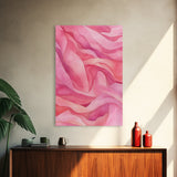 Flowing Abstract Pink Wave Art Framed Canvas Print | Feminine and Minimalist Bedroom or Living Room Aesthetic | Whimsical Art Decor