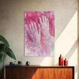 Light Pink Wall Art Canvas Print, Delicate Lace Gloves Illustration, Victorian-Inspired Art, Rustic Decor Bedroom Guest Room Gift