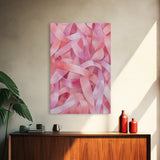 Abstract Pink Ribbon Canvas Print in Soft Light Pink Shades Minimalist Living Room Art Wabi Sabi Wall Art Perfect Gift Idea