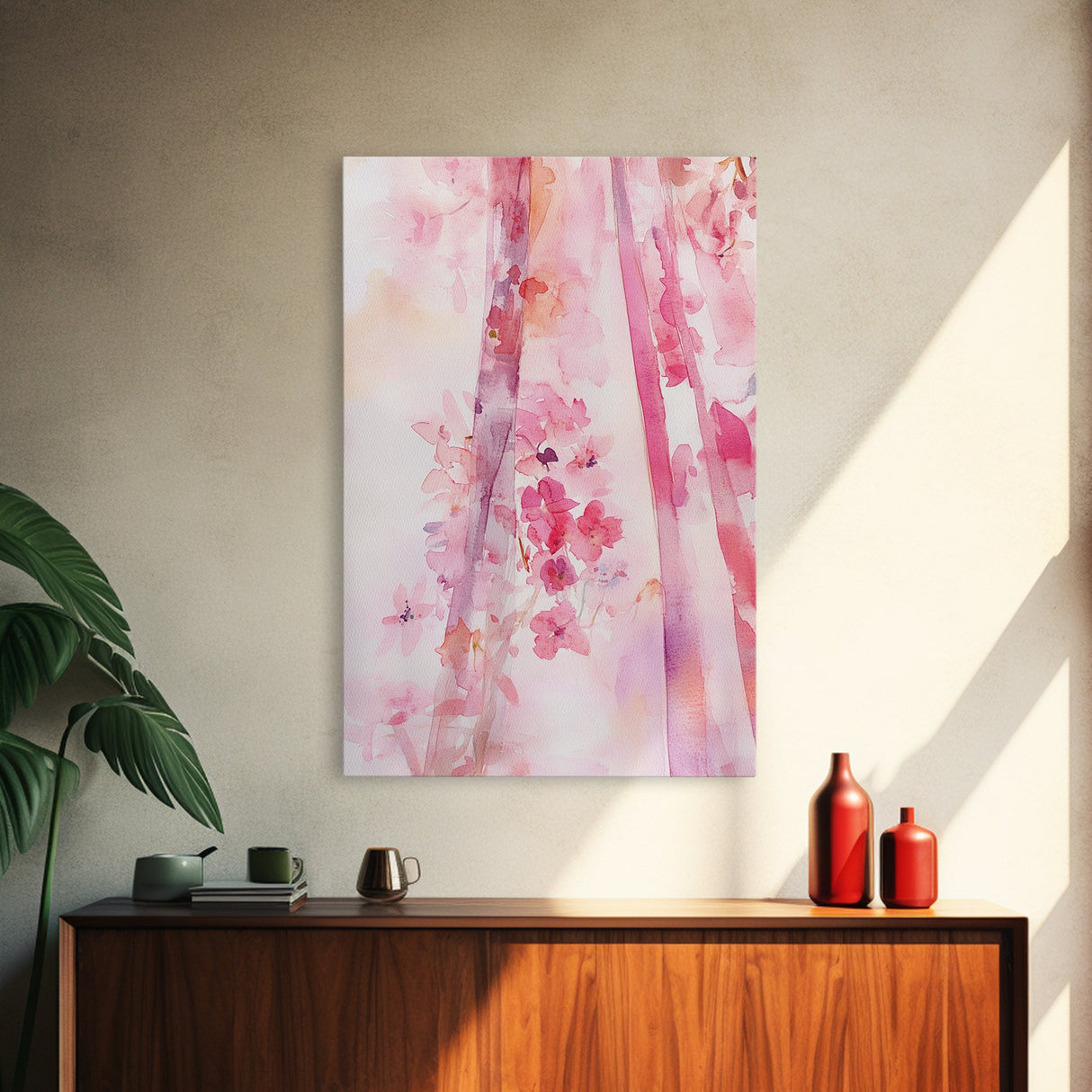 Pink Petals Canvas Print Abstract Floral Art Light Pink Dorm Wall Art Whimsical Art Minimalist Rustic Farmhouse Bedroom Decor Gift