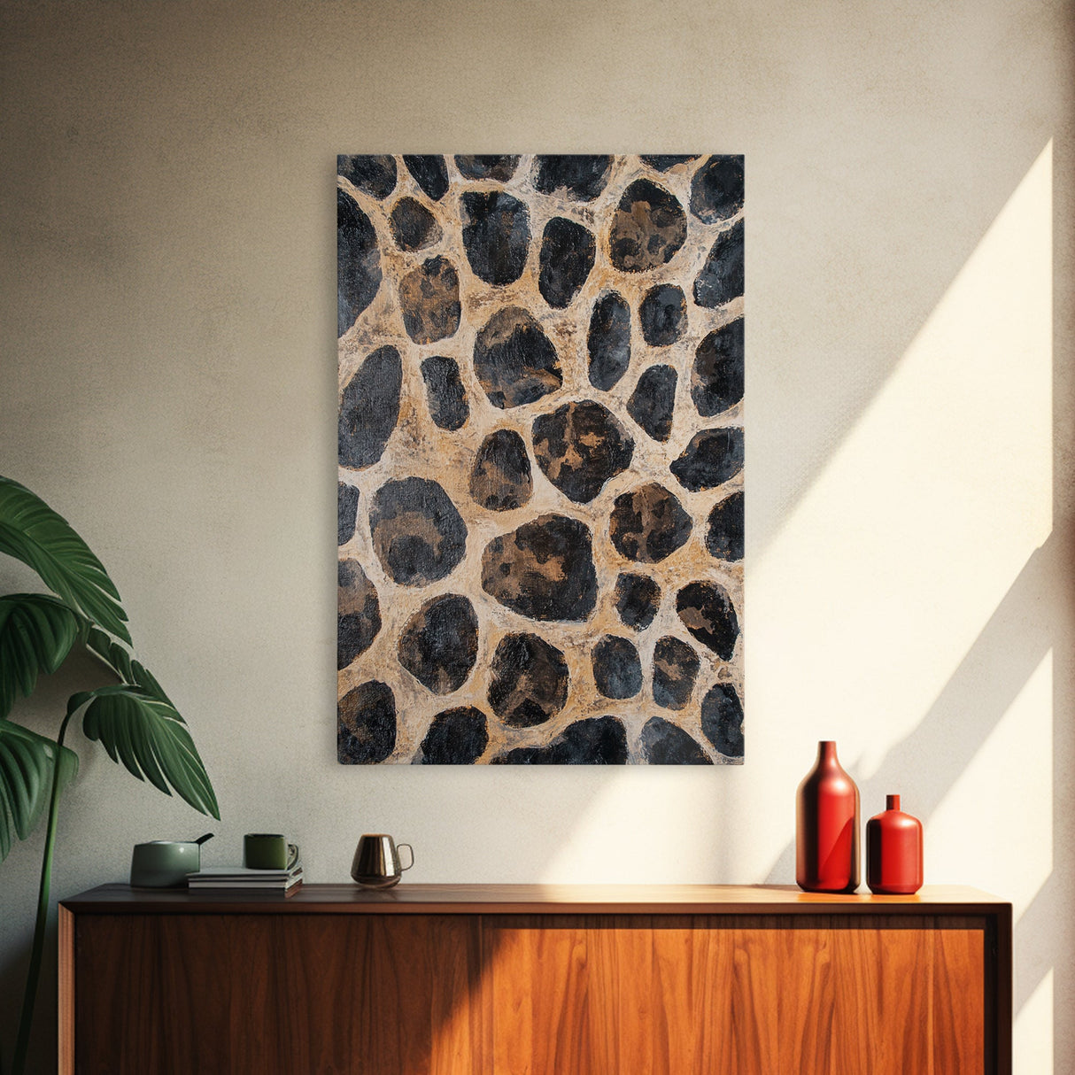 Rustic Stone Texture Canvas Print, Earthy Wall Art, Farmhouse Decor, Bedroom Art, Vertical Rustic Art, Skinny Wall Art